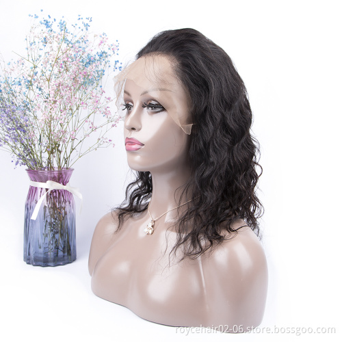 Raw Virgin Remy Indian Human Hair Wet and Wavy Water Wave Lace Closure Front Jewish Wig Kosher Wigs